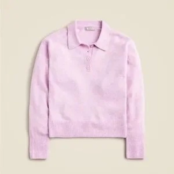 J.Crew | NWT | Collared Polo Sweater in Supersoft Yarn | Heather Heliotrope | S - Picture 2 of 3